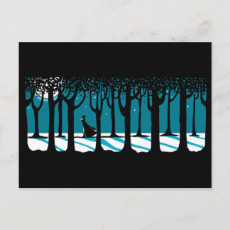 De Gang van de winter in Maanbeschenen Hout Briefkaart