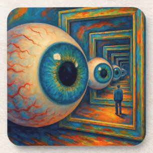 De gang van het zien - een surrealistisch portret bier onderzetter