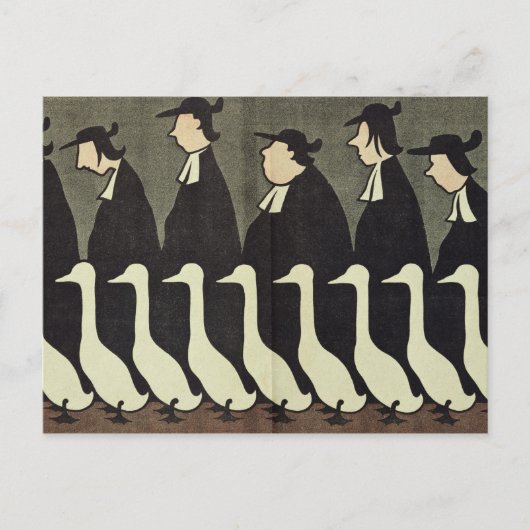 De ganzen, anti-geestelijk briefkaart (Voorkant)