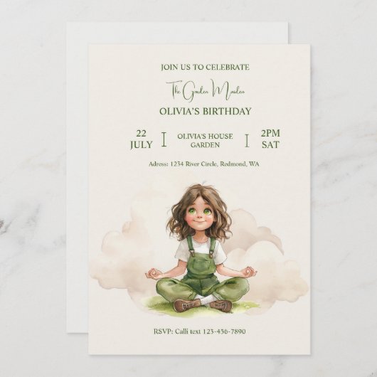 De Garden Maiden verjaardagsuitnodiging Kaart (Voorkant / Achterkant)