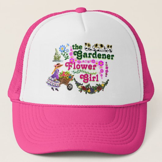 De Gardener Bloemenmeisje Trucker Hat. Trucker Pet (Voorkant)