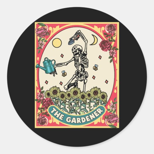 De Gardener Tarot Card Gardening Planting Lover P Ronde Sticker (Voorkant)