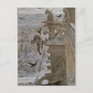 De Gargoyles in Notre-Dame de Paris Briefkaart