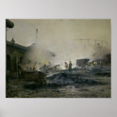 De gasfabriek te Courcelles, 1884 Poster (Voorkant)