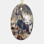 De gastheer van Kerst Presenteerde met Schuifje Keramisch Ornament (Links)