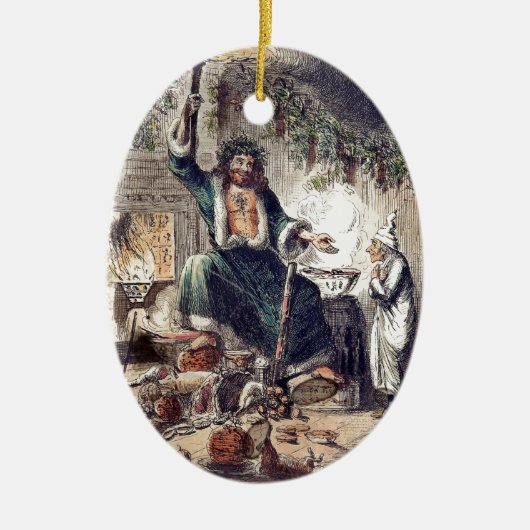 De gastheer van Kerst Presenteerde met Schuifje Keramisch Ornament (Voorkant)