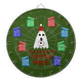 De gastheer van Kerstmis presenteert grappig Dartbord (Voorkant)