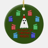 De gastheer van Kerstmis presenteert grappig Keramisch Ornament (Achterkant)