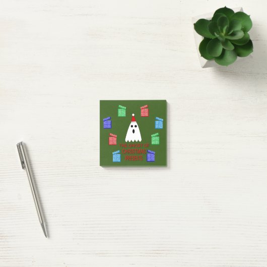 De gastheer van Kerstmis presenteert grappig Post-it® Notes (Kantoor)