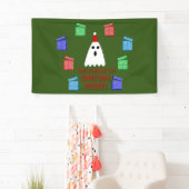 De gastheer van Kerstmis presenteert grappig Spandoek (Insitu)