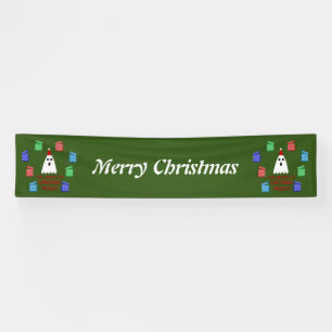 De gastheer van Kerstmis stelt grappige Douane voo Spandoek