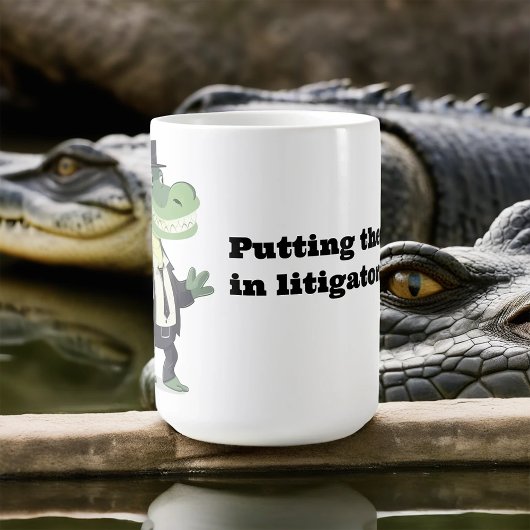 De gator in het proces plaatsen koffiemok