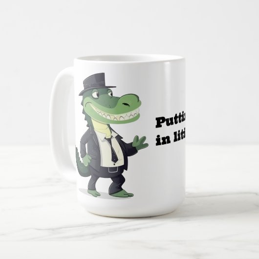 De gator in het proces plaatsen koffiemok (Voorkant links)