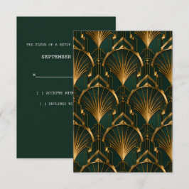 De Gatsby-huwelijkskaart met RSVP Kaartje
