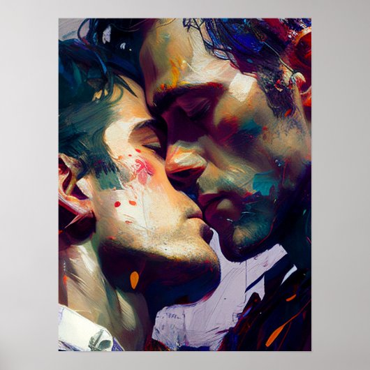 De Gay Lovers Kiss Poster (Voorkant)