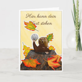 DE/GB Gefaltete Grußkarte Maulwurf im Herbst Kaart