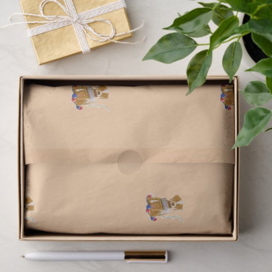 DE/GB Seidenpapier Hund/Tissue paper dog Tissuepapier (Geschenk)