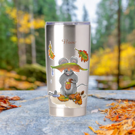 DE/GB Thermobecher/Thermal mug Herbst/Fall Maus Geïsoleerde Drinkbeker