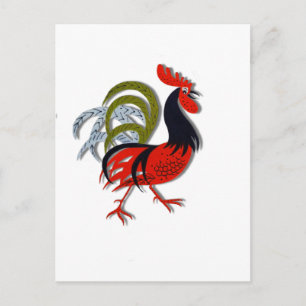 De Geanimeerde Cartoon van Rooster past Rood aan Briefkaart