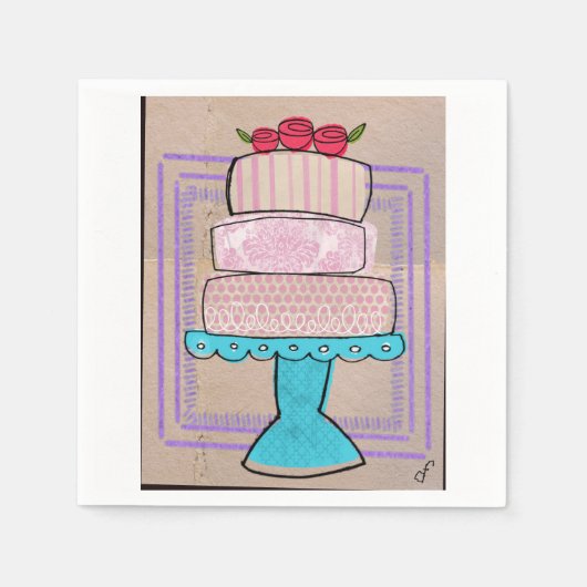 De Gebloemde Pasteltoren Servet (Voorkant)