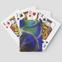 De gebogen slagen over sepia aan groene en blauwe  pokerkaarten