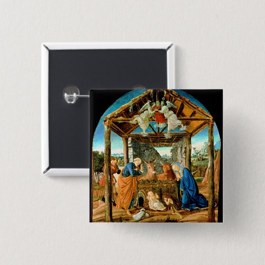 De Geboorte, beroemd schilderij van Sandro Bottice Vierkante Button 5,1 Cm (Voorkant /achterkant)