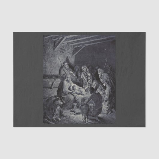 De Geboorte door Gustave Doré Premium Victoriaanse Tissuepapier (Voorkant)