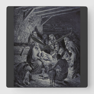 De Geboorte door Gustave Doré Premium Victoriaanse Vierkante Klok