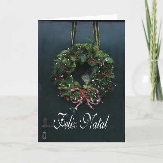 De Geboorte, Portugese Kerstkaart van Feliz Feestdagen Kaart (Voorkant)