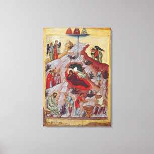 De Geboorte, Russisch icoon, 16e eeuw Canvas Afdruk