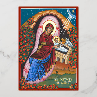 De Geboorte van Christus Folie Feestdagenkaart