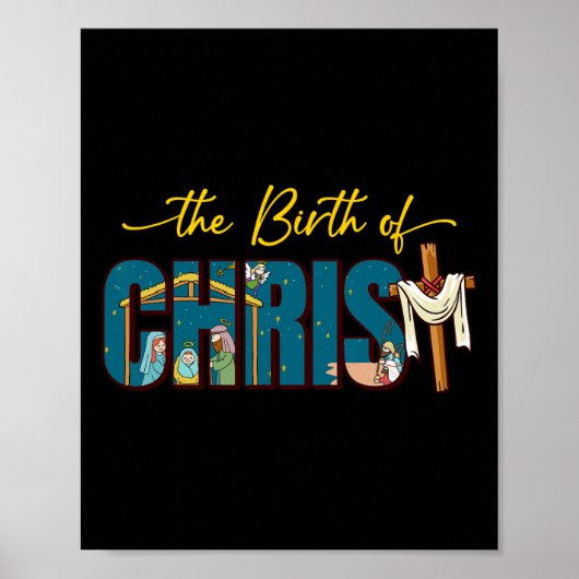 De geboorte van Christus Kruis Religieuze Kerstmis Poster (Voorkant)