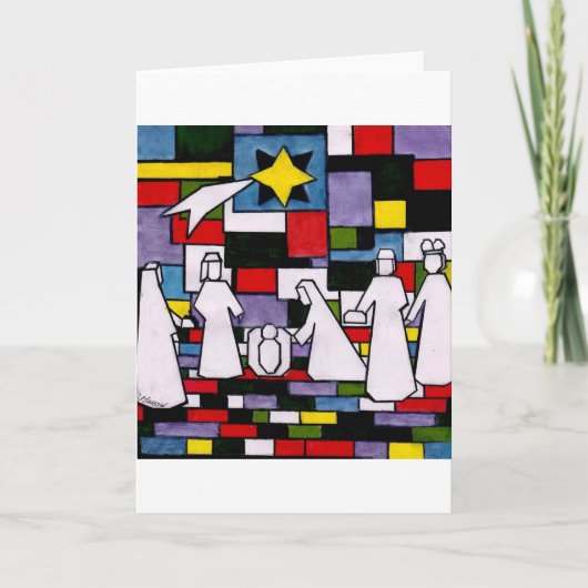 De Geboorte van Christus van Mondrian - DE Stijl - Feestdagen Kaart (Voorkant)