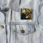 De geboorte van Christus Vierkante Button 5,1 Cm (In situ)