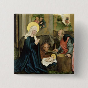 De geboorte van Christus Vierkante Button 5,1 Cm