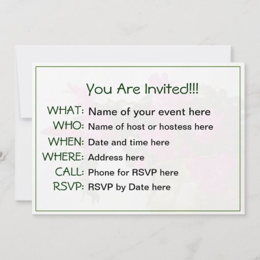 De geboorte van een Lente Rode Tulp - Sjabloon Kaart (Achterkant)