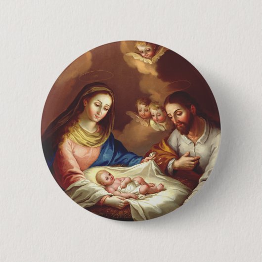 De geboorte van Jezus Christus Ronde Button 5,7 Cm (Voorkant)
