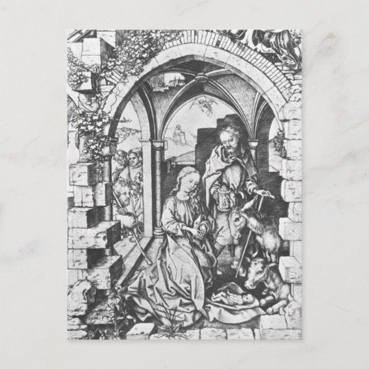 De geboorte van Jezus (door Martin Schongauer) Briefkaart (Voorkant)