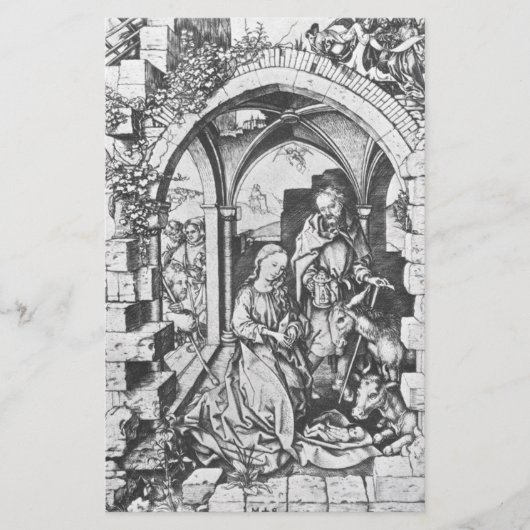 De geboorte van Jezus (door Martin Schongauer) Briefpapier (Voorkant)