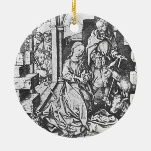 De geboorte van Jezus (door Martin Schongauer) Keramisch Ornament (Achterkant)