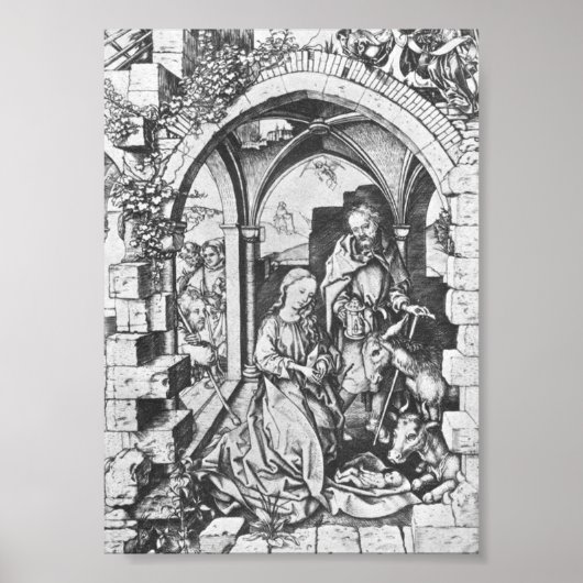 De geboorte van Jezus (door Martin Schongauer) Poster (Voorkant)