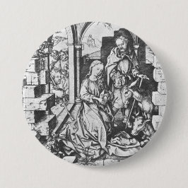 De geboorte van Jezus (door Martin Schongauer) Ronde Button 7,6 Cm