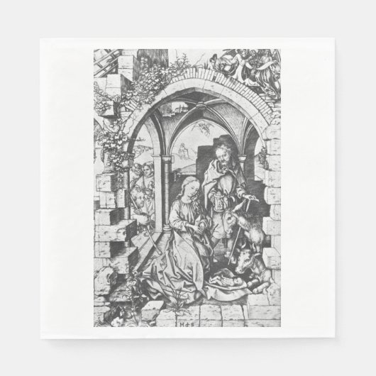 De geboorte van Jezus (door Martin Schongauer) Servet (Voorkant)