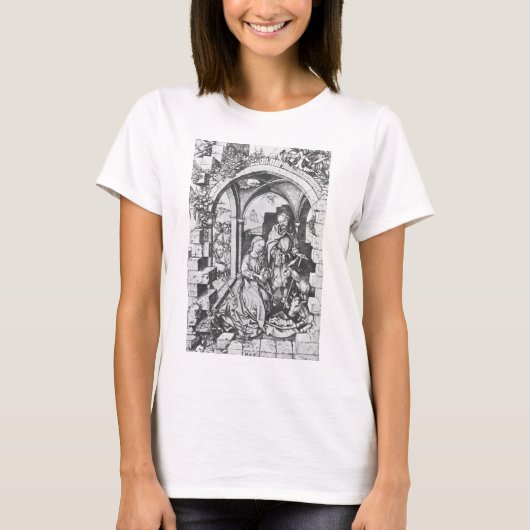 De geboorte van Jezus (door Martin Schongauer) T-shirt (Voorkant)