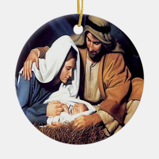 De geboorte van Jezus Kerstversiering Keramisch Ornament (Voorkant)