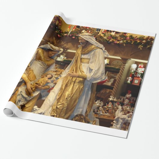De geboorte van Jezus met Mary en Joseph Cadeaupapier (Uitgerold)