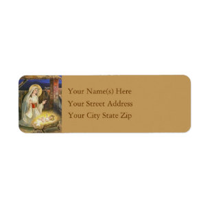 De geboorte van Jezus Vintage Kerstmis Etiket