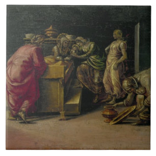 De geboorte van Sint John de Baptist (olie op het Tegeltje