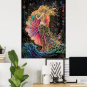 De geboorte van Venus Art Nouveau Fantasy Poster (Thuiskantoor)