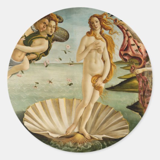 De geboorte van Venus | Botticelli Ronde Sticker (Voorkant)
